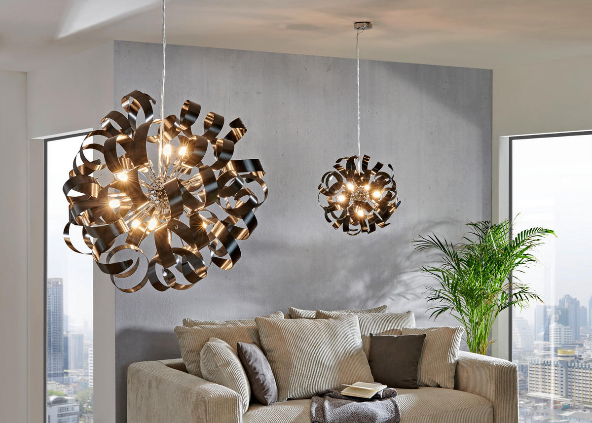 LED FÜGGŐLÁMPA 60/180 cm  - fekete, Design, fém (60/180cm) - Ambiente