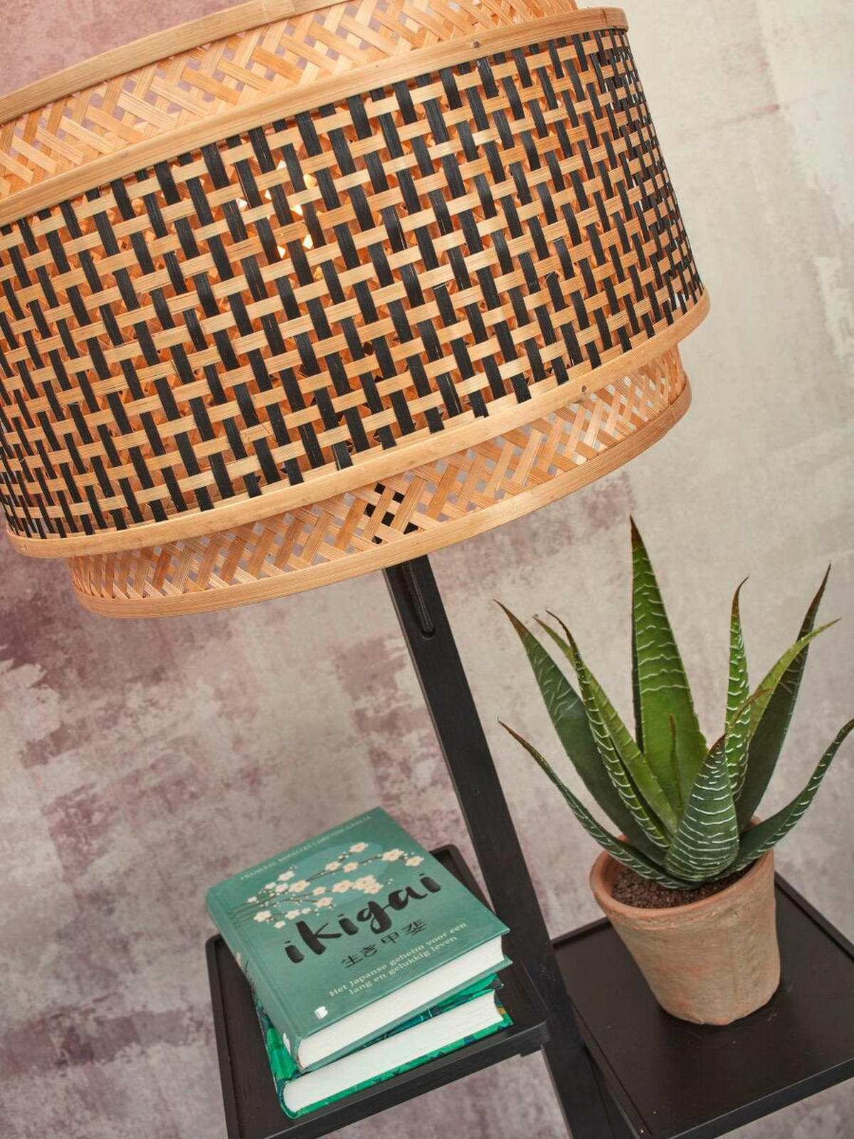 GOLVLAMPA GOOD&MOJO  40/160 cm    - svart/naturfärgad, Trend, trä (40/160cm) - Good & Mojo