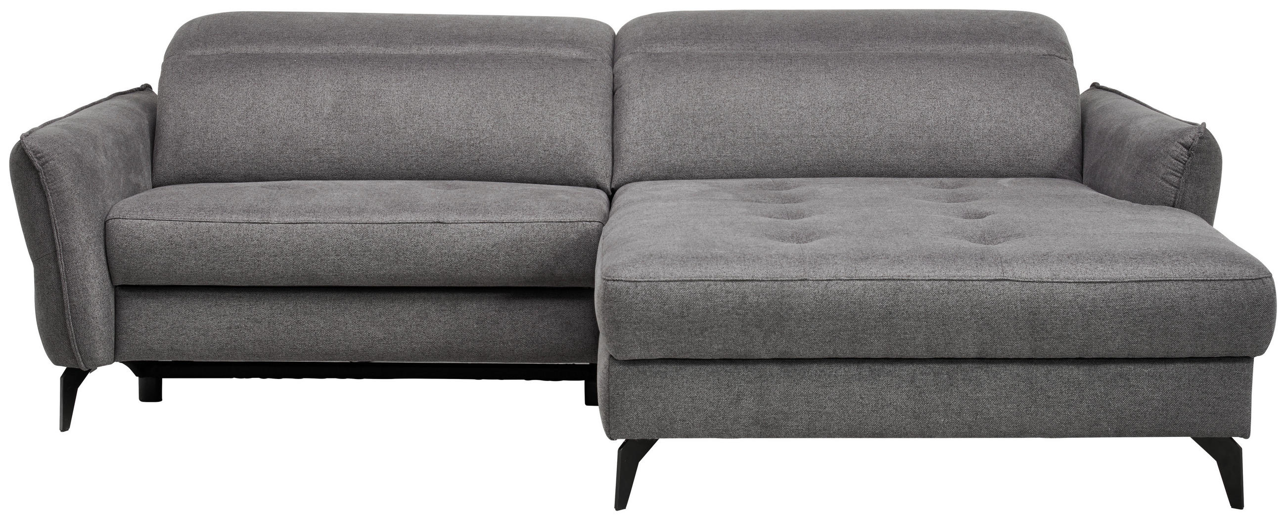 ECKSOFA Flachgewebe Anthrazit  - Anthrazit/Schwarz, Design, Textil/Metall (246/175cm) - Celina