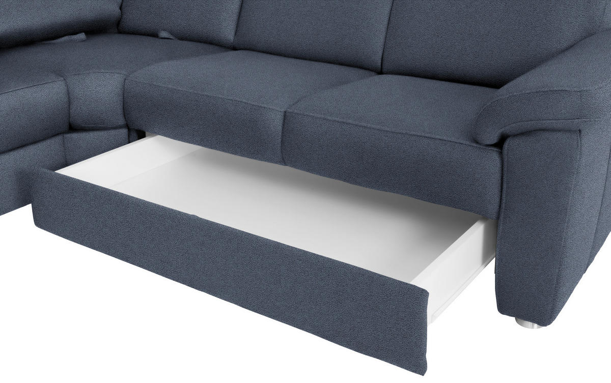WOHNLANDSCHAFT Blau Flachgewebe  - Chromfarben/Blau, KONVENTIONELL, Textil/Metall (163/330/240cm) - Beldomo System
