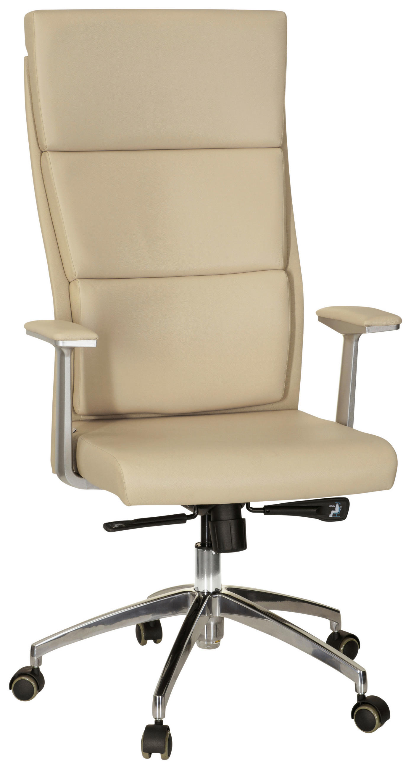 CHEFSESSEL Lederlook Silberfarben, Beige  - Beige/Silberfarben, MODERN, Leder/Kunststoff (60/131/52cm) - MID.YOU