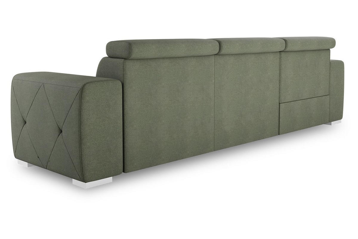 ECKSCHLAFSOFA Olivgrün Velours  - Silberfarben/Olivgrün, Design, Textil (195/296cm) - MID.YOU