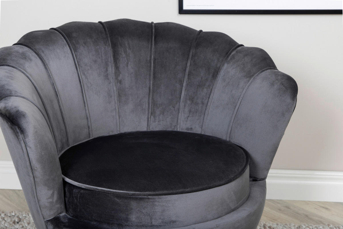SESSEL in Schwarz, Dunkelgrau  - Dunkelgrau/Schwarz, Design, Textil/Metall (83/76/77cm) - Livetastic