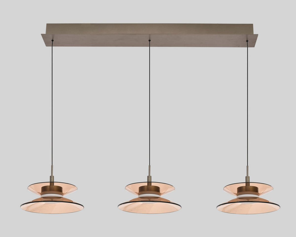 LED-HÄNGELEUCHTE Crema 96/150/22 cm  - Bronzefarben, Design, Glas/Metall (96/150/22cm)