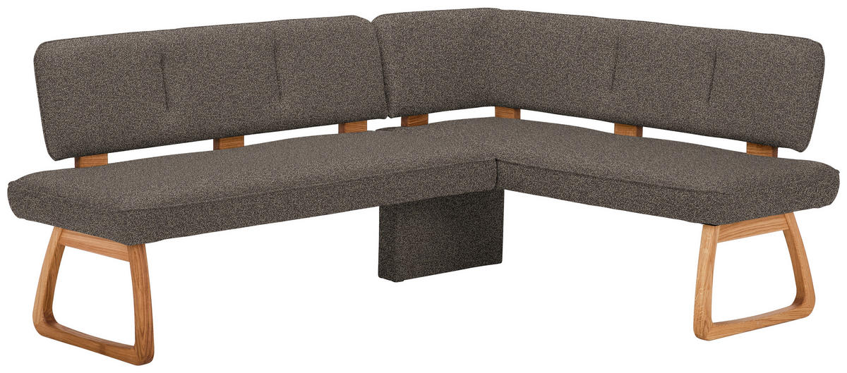ECKBANK 208/155 cm Webstoff, Mikrofaser Grau Eiche vollmassiv   - Grau, KONVENTIONELL, Holz/Textil (208/155cm) - Venda