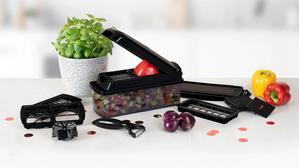 KÜCHENHELFERSET Nicer Dicer  - Schwarz, Basics, Kunststoff/Metall (28,5/13/11cm) - Genius