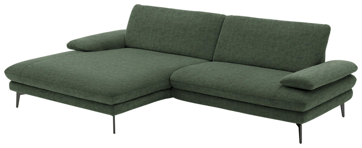 ECKSOFA in Velours Olivgrün  - Schwarz/Olivgrün, Design, Textil/Metall (184/284cm) - Dieter Knoll