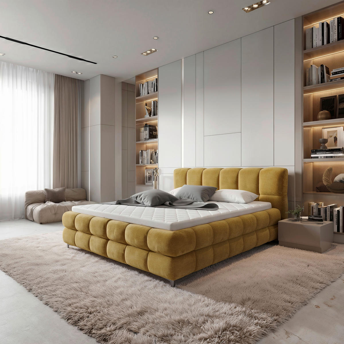 BOXBETT 200/200 cm  in Goldfarben  - Goldfarben/Schwarz, Design, Holz/Textil (200/200cm) - Ti'me