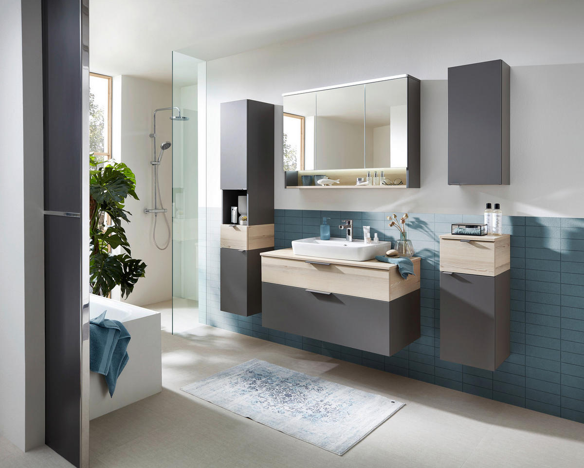 SPIEGELSCHRANK 100/71,6/21,4 cm  - Dunkelgrau, KONVENTIONELL, Glas/Holzwerkstoff (100/71,6/21,4cm) - Pelipal