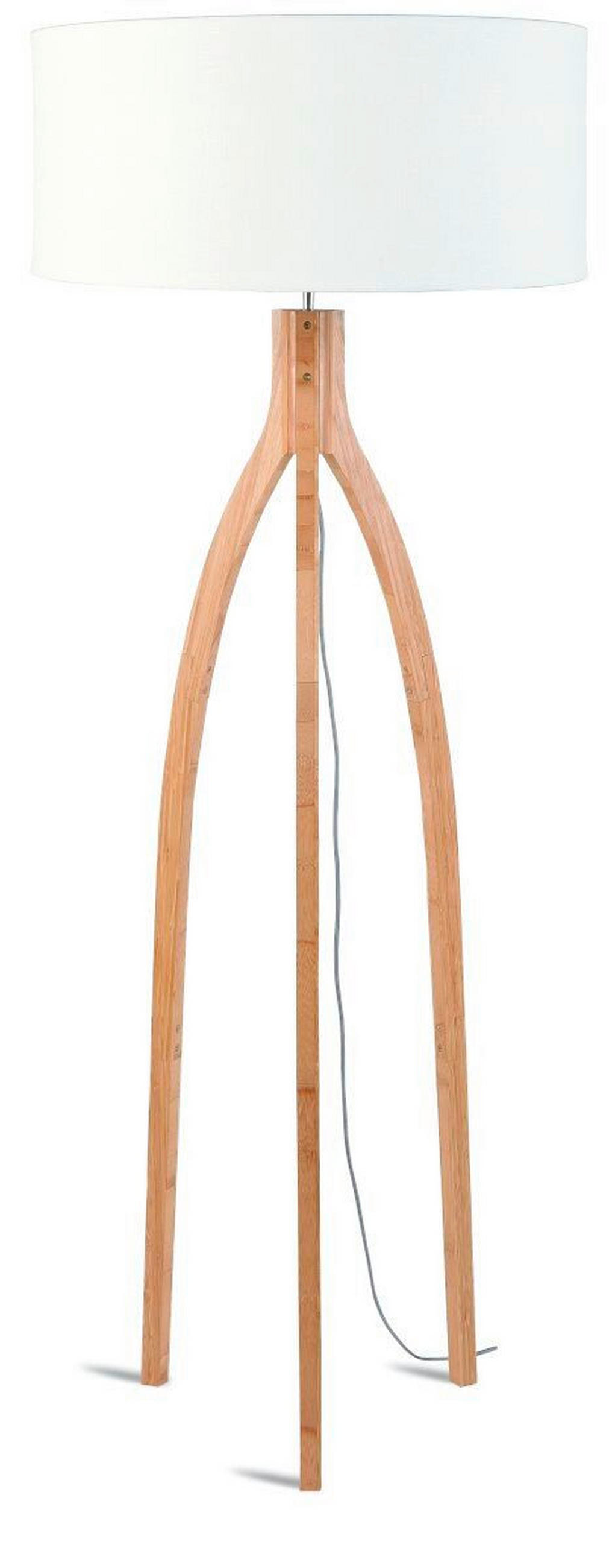 GOLVLAMPA GOOD&MOJO 60/160 cm    - vit/naturfärgad, Trend, trä/textil (60/160cm) - Good & Mojo