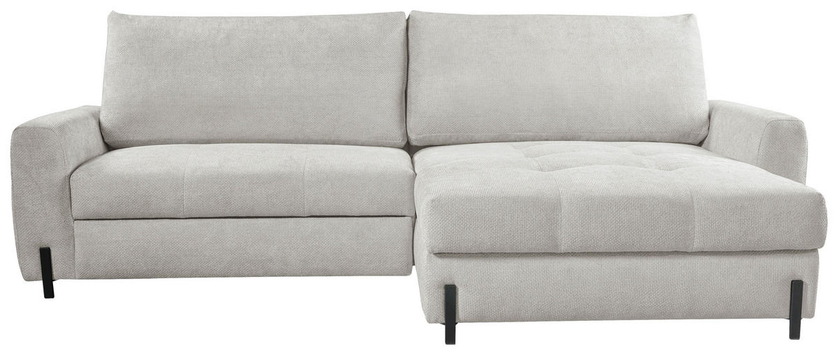ECKSOFA in Struktur Beige  - Beige/Schwarz, Design, Textil/Metall (265/162cm) - MID.YOU