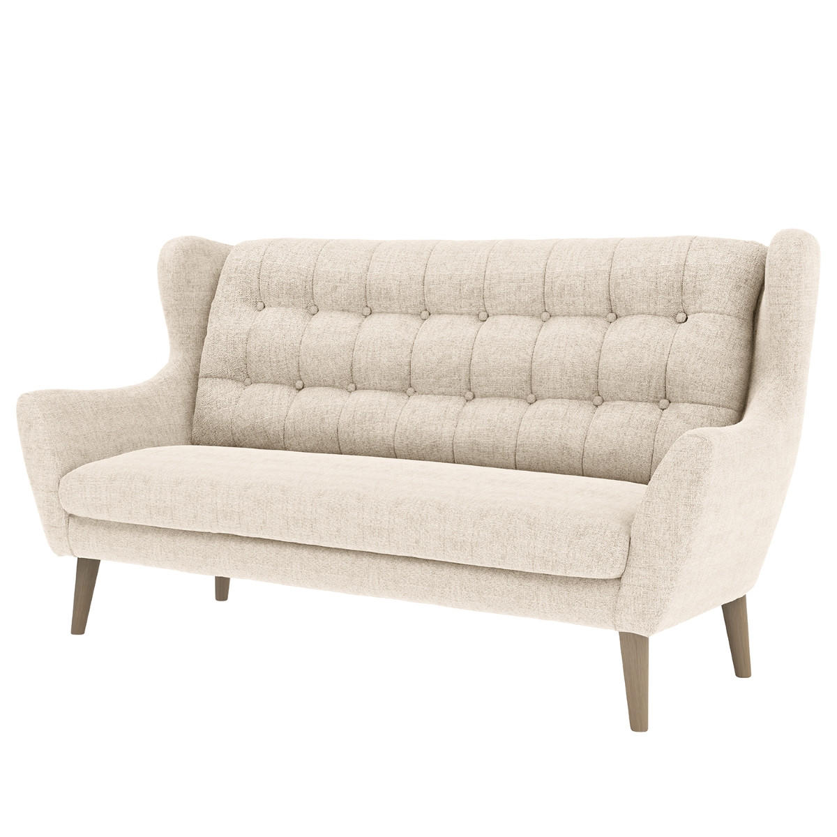 3-SITZER-SOFA in Webstoff Silberfarben  - Eichefarben/Silberfarben, Konventionell, Holz/Textil (197/107/94cm) - Trendmanufaktur