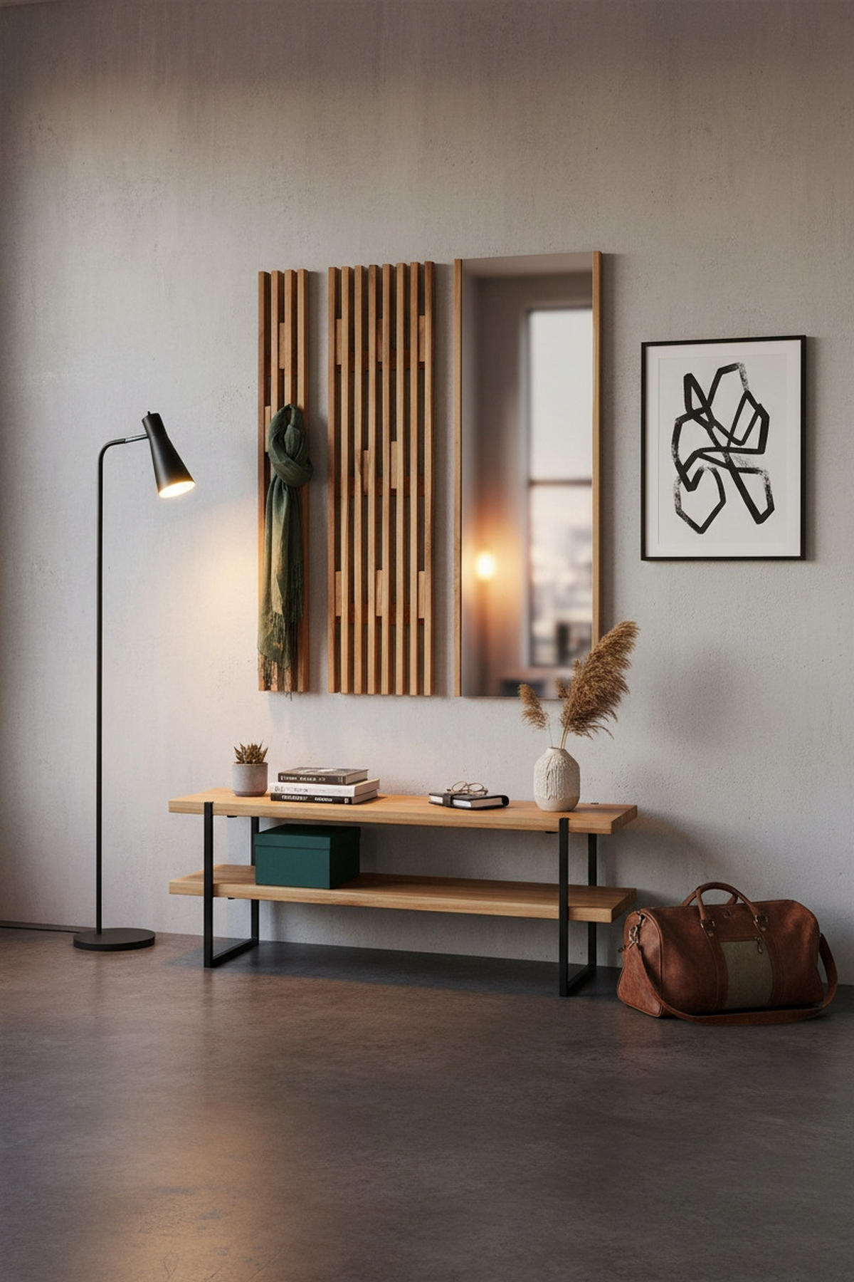 GARDEROBNA KLOP barve hrasta - barve hrasta, Natur, kovina/les (120/45/40cm) - Linea Natura