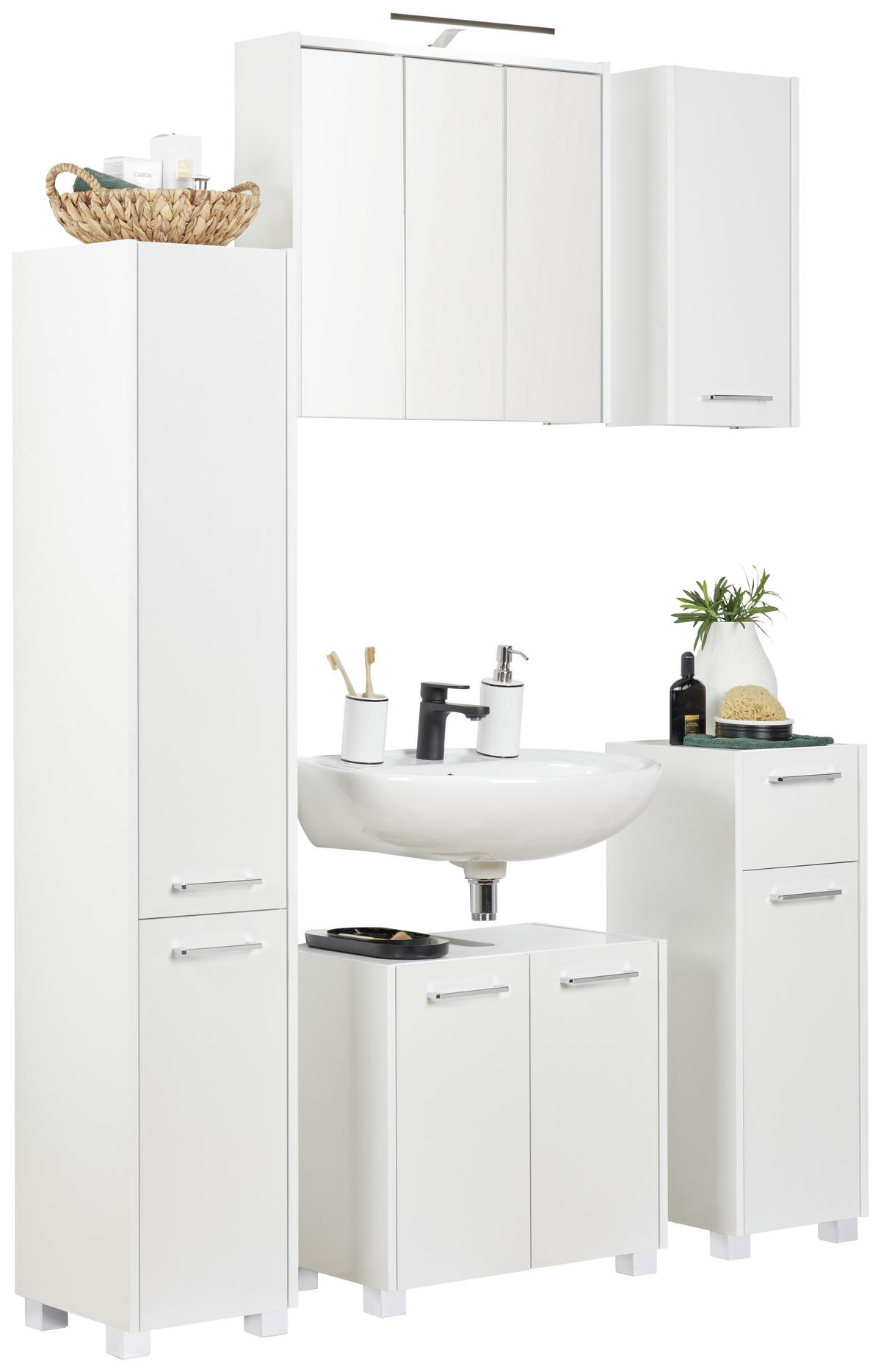 HOCHSCHRANK 30,2/164,5/33 cm  - Chromfarben/Weiß, KONVENTIONELL, Holzwerkstoff/Metall (30,2/164,5/33cm) - Stylife