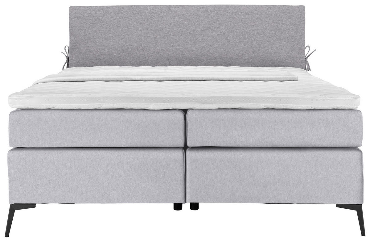 BOXSPRINGBETT 180/200 cm  in Grau, Hellgrau  - Hellgrau/Schwarz, Design, Textil/Metall (180/200cm) - Hom`in