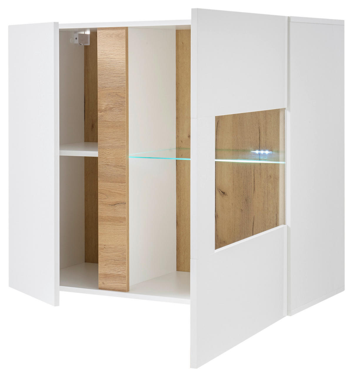 HÄNGEVITRINE in Weiß, Eichefarben  - Eichefarben/Weiß, Design, Glas/Holzwerkstoff (97/83/40cm) - MID.YOU