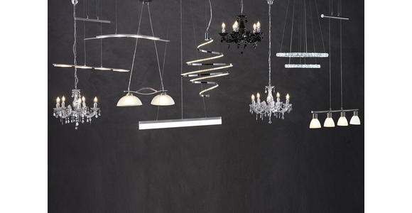 HÄNGELEUCHTE LEXI - Chromfarben/Klar, KONVENTIONELL, Kunststoff/Metall (128cm) - Ombra