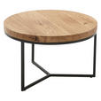 COUCHTISCH Eiche massiv rund Eichefarben, Schwarz 60/60/38 cm  - Eichefarben/Schwarz, Design, Holz/Metall (60/60/38cm) - Novel