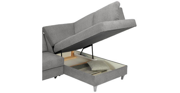 ECKSOFA in Flachgewebe Grau  - Silberfarben/Grau, KONVENTIONELL, Holz/Textil (255/186cm) - Cantus