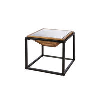 BEISTELLTISCH Mangoholz massiv Schwarz, Hellbraun quadratisch  - Hellbraun/Schwarz, Basics, Holz/Metall (44,5/40/45cm)