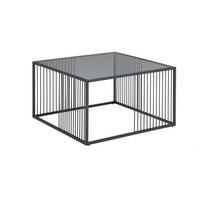 COUCHTISCH Rauchglas 75/75/42 cm quadratisch Grau, Schwarz  - Schwarz/Grau, Design, Glas/Metall (75/75/42cm) - Livetastic