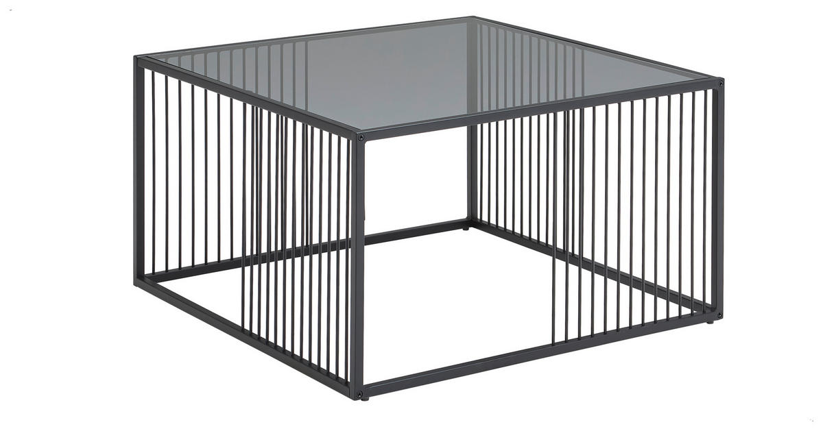 COUCHTISCH Rauchglas 75/75/42 cm quadratisch Grau, Schwarz  - Schwarz/Grau, Design, Glas/Metall (75/75/42cm) - Livetastic