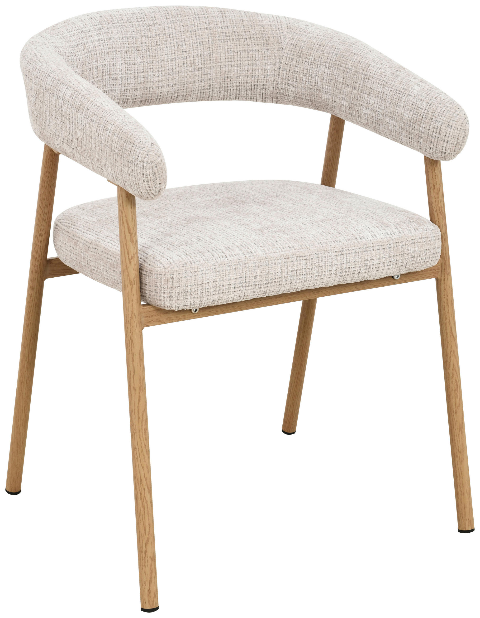 ARMLEHNSTUHL   Chenille  Eichefarben, Beige  - Eichefarben/Beige, MODERN, Holz/Textil (56cm) - Livetastic
