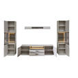 WOHNWAND  in Hellgrau, Sahara  300/204/45 cm  - Hellgrau/Schwarz, Design, Glas/Holzwerkstoff (300/204/45cm) - Novel