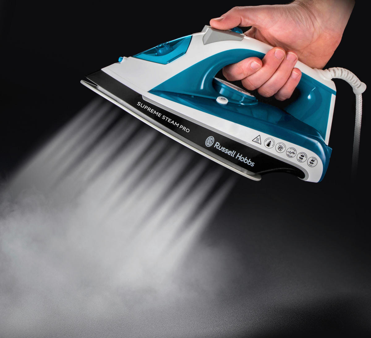 DAMPFBÜGELEISEN - Blau/Weiß, Basics, Keramik/Kunststoff (12,5/16,0/28,6cm) - Russell Hobbs