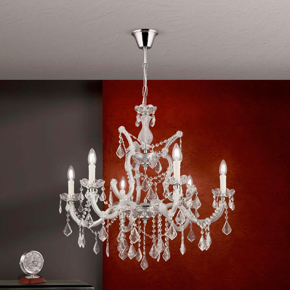 KRONLEUCHTER Theresa   - Silberfarben, LIFESTYLE, Glas/Metall (78/145/78cm)