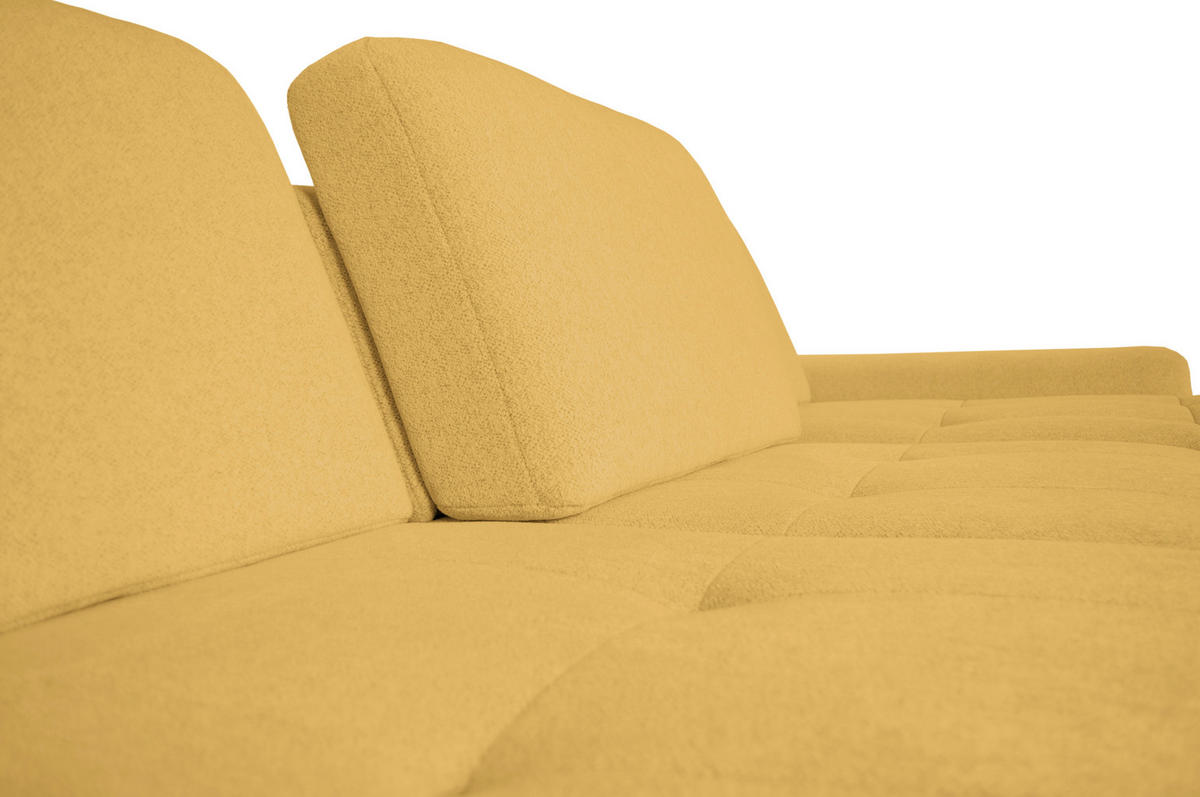 ECKSOFA ALMA Gelb Chenille  - Gelb/Schwarz, Design, Textil/Metall (285/191cm) - Livetastic