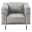 SESSEL in Echtleder Hellgrau  - Chromfarben/Hellgrau, Design, Leder/Metall (91/67/96cm) - Johann Jakob