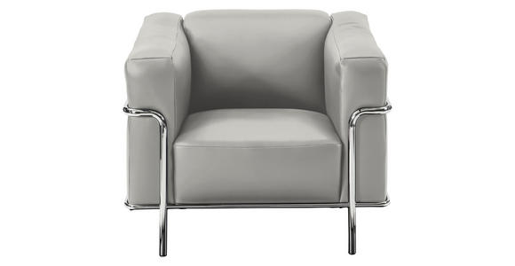 SESSEL in Echtleder Hellgrau  - Chromfarben/Hellgrau, Design, Leder/Metall (91/67/96cm) - Johann Jakob