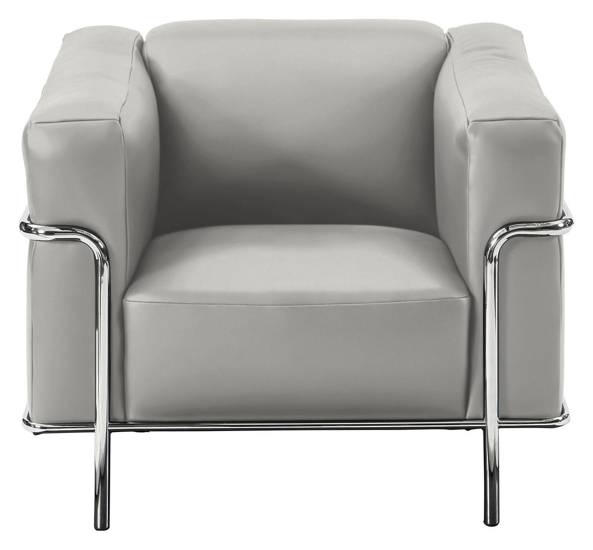 SESSEL in Echtleder Hellgrau  - Chromfarben/Hellgrau, Design, Leder/Metall (91/67/96cm) - Johann Jakob