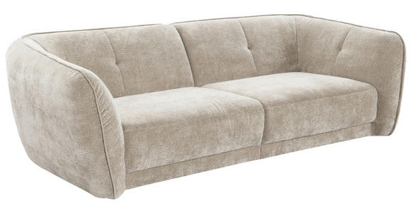 BIGSOFA Chenille Creme - Creme/Schwarz, KONVENTIONELL, Kunststoff/Textil (290/86/121cm) - Cantus