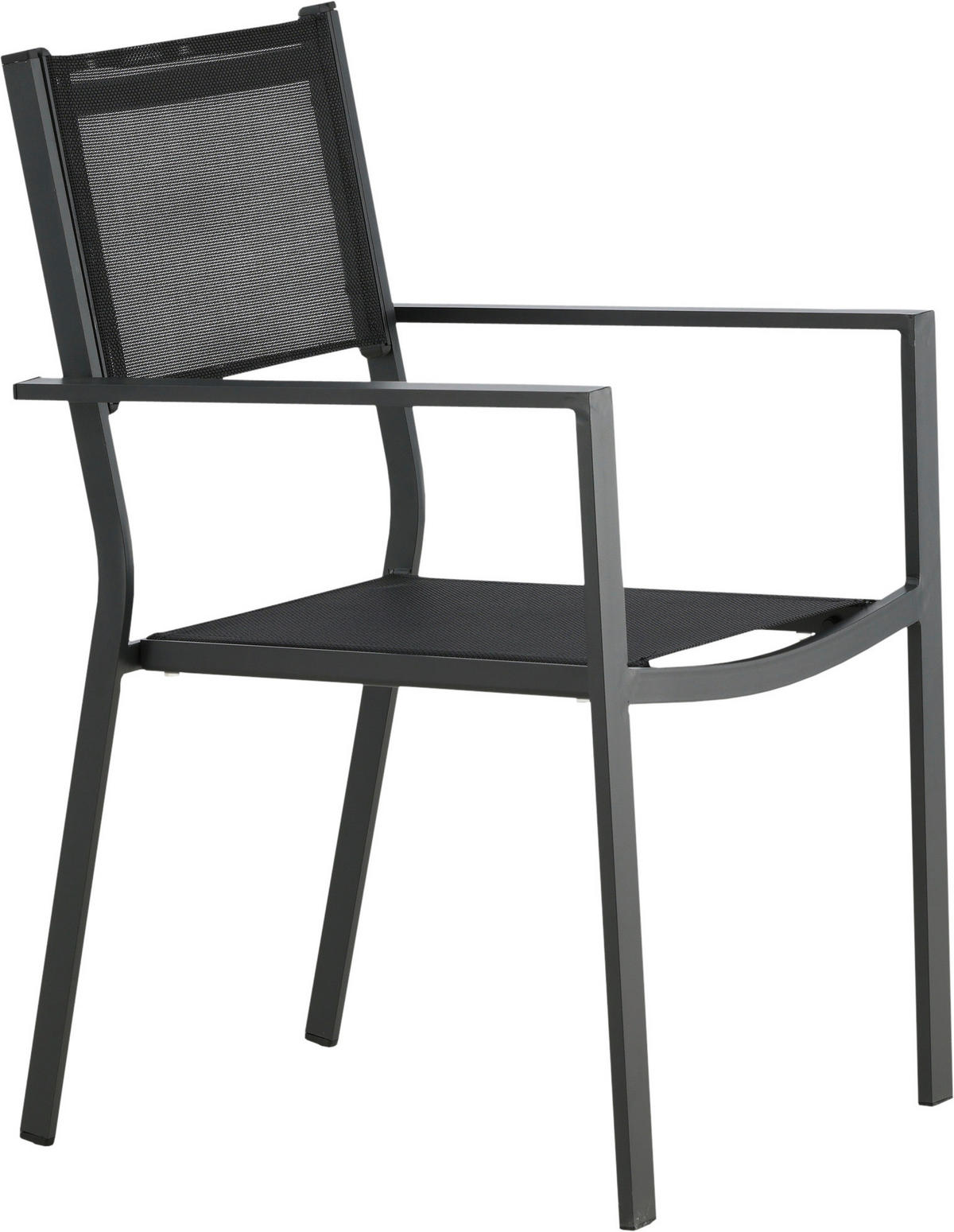 Stapelsessel 2er-Set Aluminium Schwarz  - Schwarz, KONVENTIONELL, Textil/Metall (56.5/88/61cm) - Gardenson
