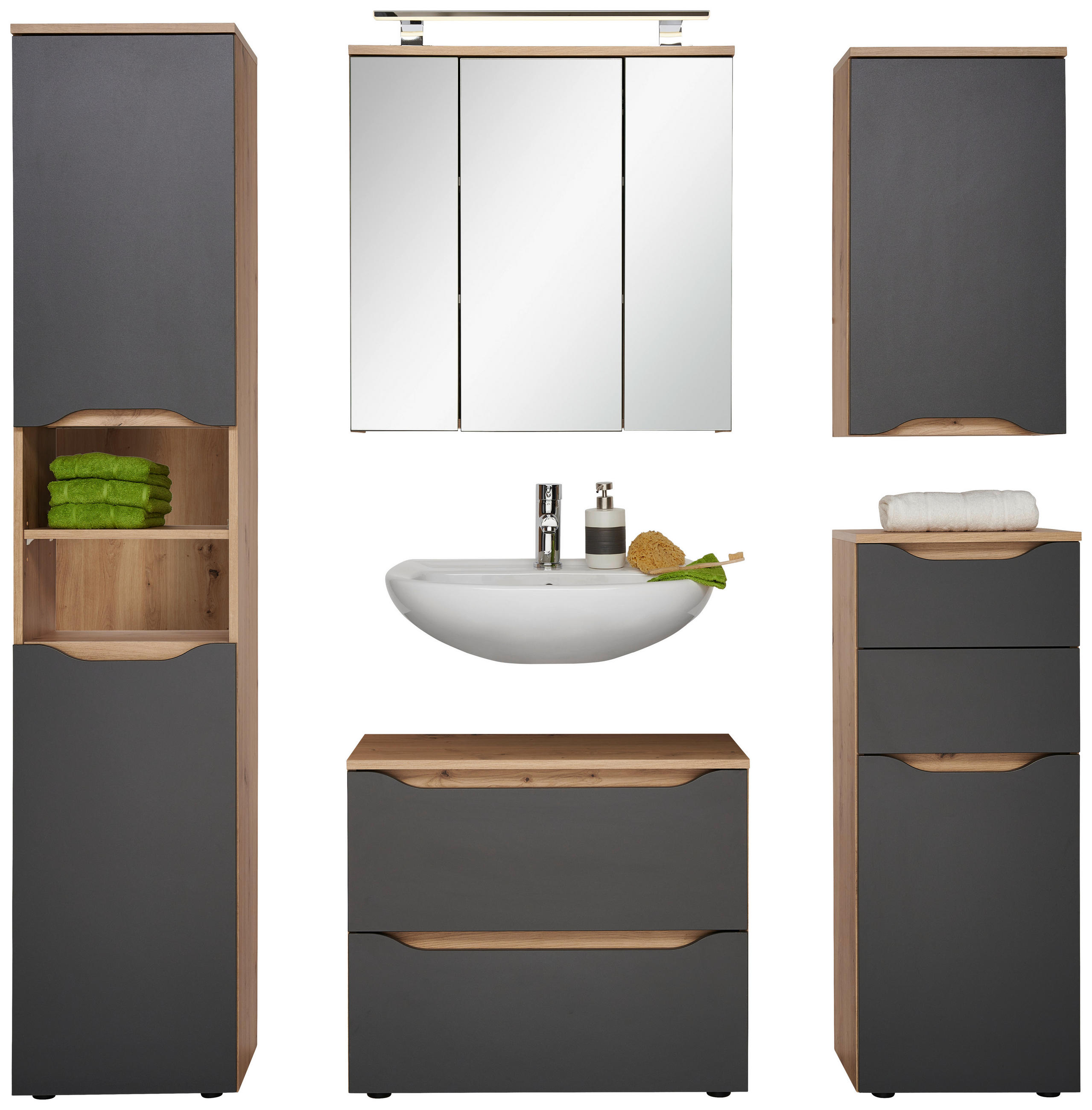 Badezimmer Giga Eichefarben/anthrazit B: 150cm