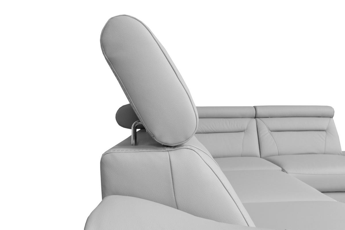 ECKSOFA  in Lederlook Echtleder Platinfarben  - Platinfarben/Wengefarben, Design, Leder/Holz (260/212cm) - Celina Home