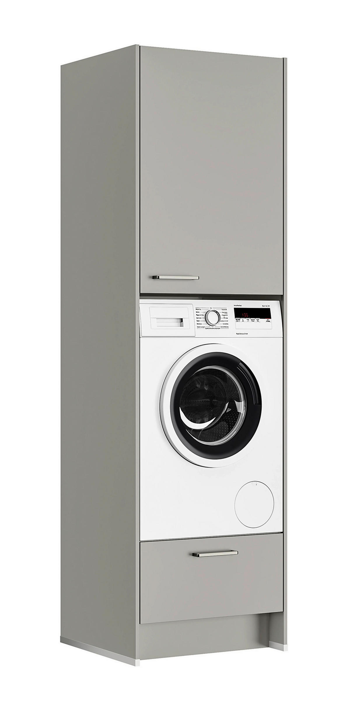 WASCHMASCHINENSCHRANK 63,2/216,6/58,3 cm  in Grau  - Edelstahlfarben/Weiß, MODERN, Holzwerkstoff/Metall (63,2/216,6/58,3cm) - Nobilia