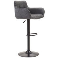 BARHOCKER Webstoff Grau, Schwarz Eisen Sitzfläche 360° drehbar, inklusive Armlehnen  - Schwarz/Grau, MODERN, Textil/Metall (54,5/111,5/51,5cm) - Livetastic
