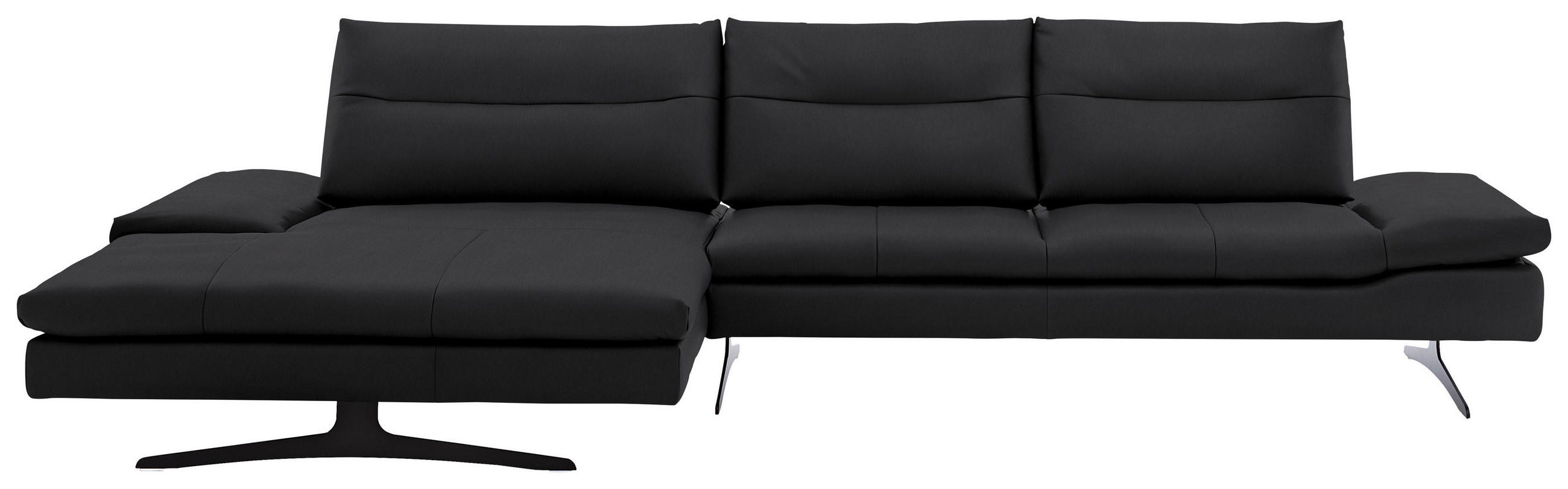ECKSOFA in Echtleder Mokka  158/342 cm  - Schwarz/Mokka, MODERN, Leder/Metall (158/342cm) - Chilliano