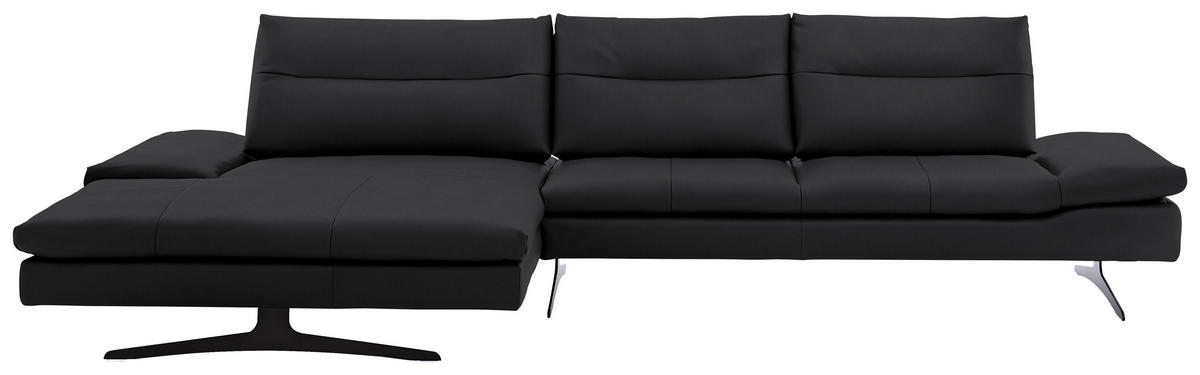 ECKSOFA  in Echtleder Mokka  158/342 cm  - Schwarz/Mokka, MODERN, Leder/Metall (158/342cm) - Chilliano