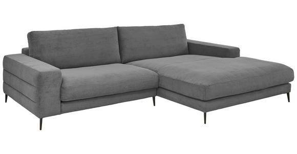 ECKSOFA in Feincord Anthrazit  - Anthrazit/Schwarz, Design, Textil/Metall (293/207cm) - Dieter Knoll