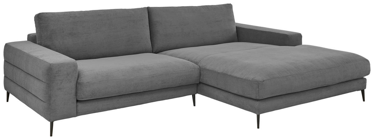 ECKSOFA Ottomane rechts  Badia Base Anthrazit Feincord  - Anthrazit/Schwarz, Design, Textil/Metall (293/207cm) - Dieter Knoll