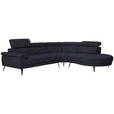 ECKSOFA in Velours Anthrazit  - Anthrazit/Schwarz, Design, Textil/Metall (299/264cm) - Novel