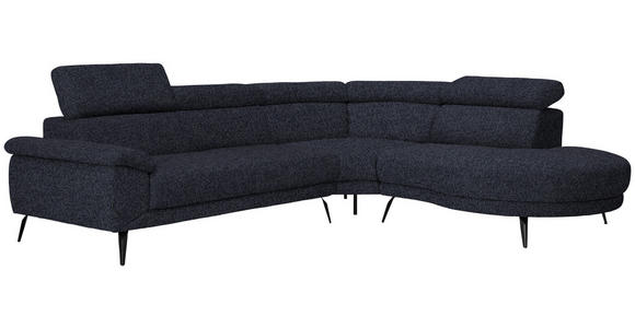 ECKSOFA in Velours Anthrazit  - Anthrazit/Schwarz, Design, Textil/Metall (299/264cm) - Novel