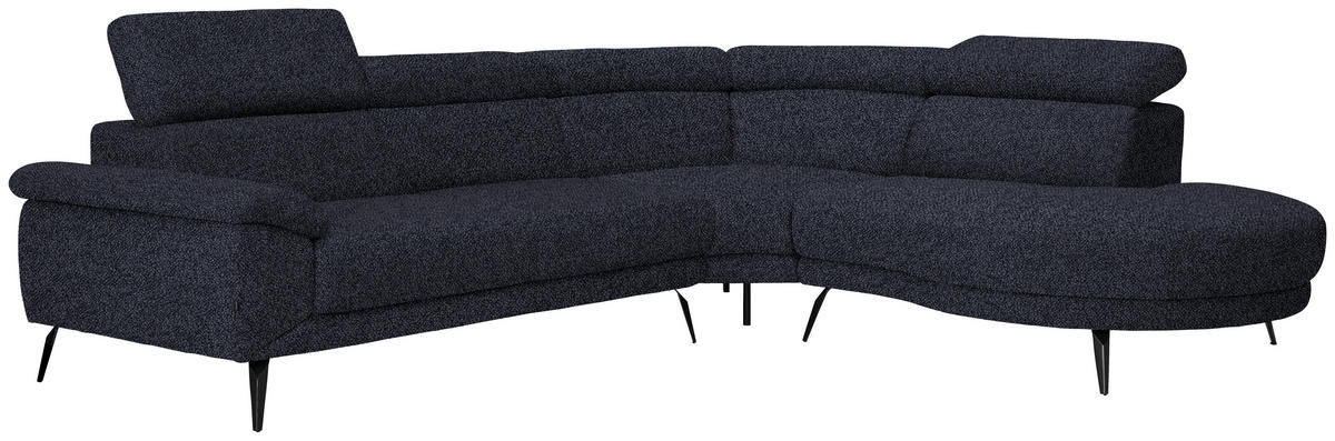 ECKSOFA in Velours Anthrazit  299/264 cm  - Anthrazit/Schwarz, Design, Textil/Metall (299/264cm) - Novel