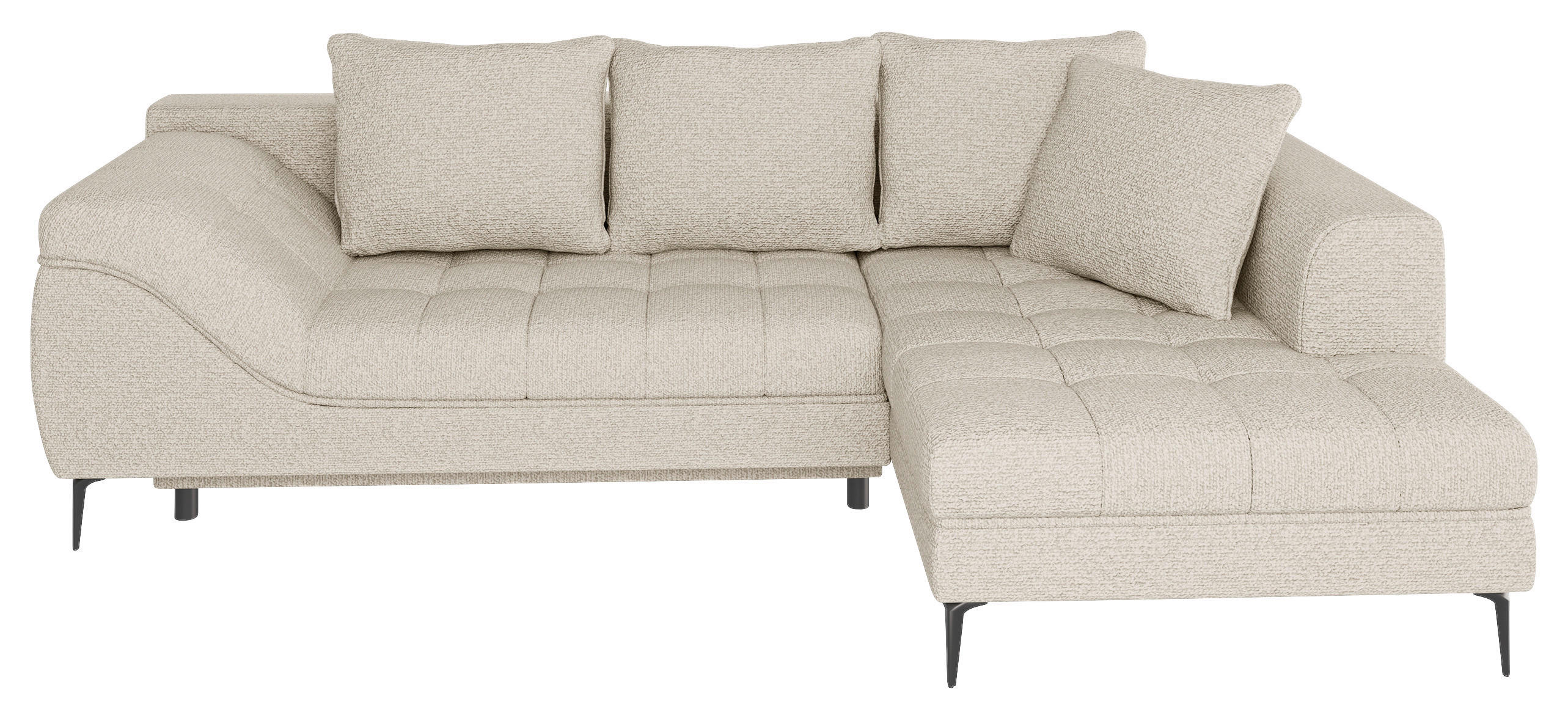 ECKSOFA Beige Struktur, Bouclé  - Beige/Schwarz, Design, Textil (177/276cm) - MID.YOU