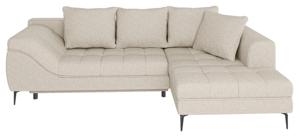ECKSOFA Beige Struktur, Bouclé  - Beige/Schwarz, Design, Textil (177/276cm) - MID.YOU