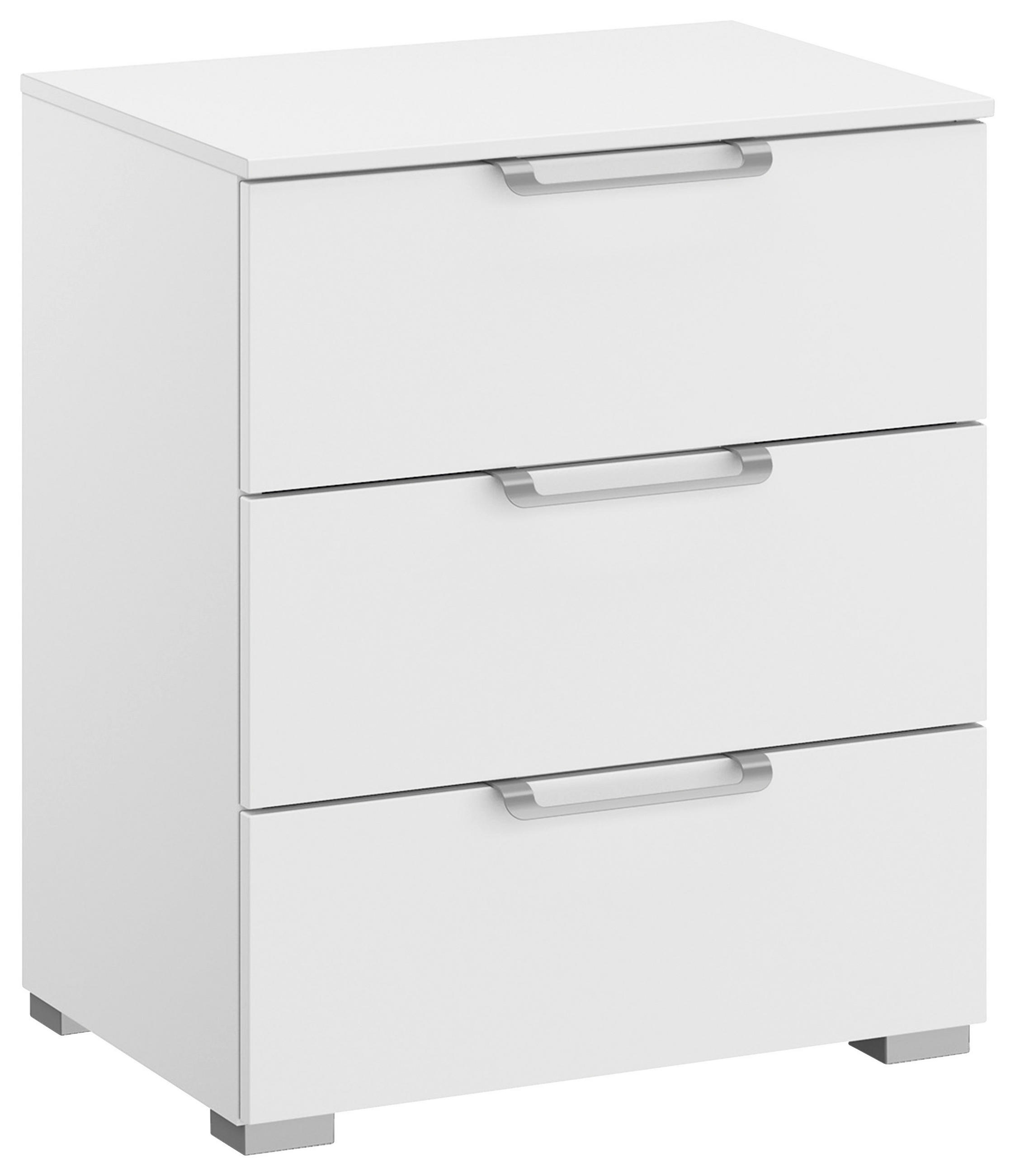 NACHTSCHRANK 50/61/42 cm, Weiß,  - Silberfarben/Alufarben, Design, Holzwerkstoff/Kunststoff (50/61/42cm) - Novel
